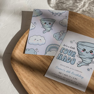 Little Fournado Blue Tornado 4th Birthday Invitation