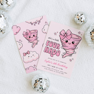 Little Fournado Pink Tornado 4th Birthday Invitation