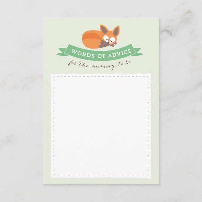 Little Fox Advice Cards Baby Shower Game (Front)