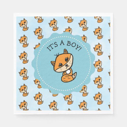 Little Fox and Forest Friends Baby Shower Napkins