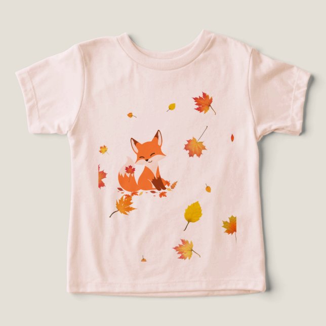 Little Fox & Autumn Leaves Baby T-Shirt" Toddler T-shirt (Design Front)