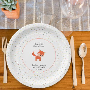 Little Fox baby shower Paper Plates