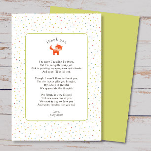 Little Fox baby shower thank you note
