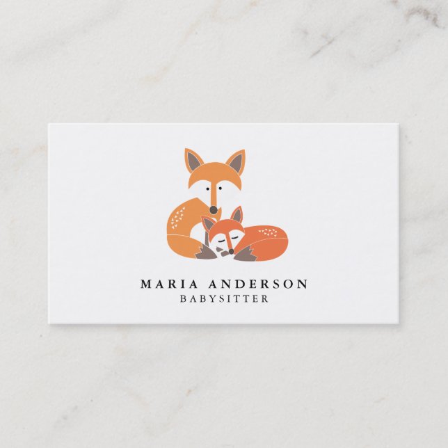 Little Fox Babysitter Business Cards (Front)