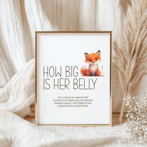 Little Fox Big Is Her Belly Baby Shower Game Poster