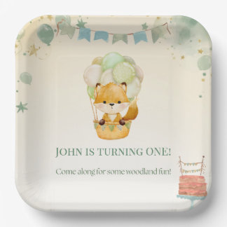 Little Fox Birthday Paper Plates