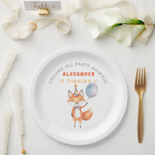 Little Fox Birthday Party Paper Plates