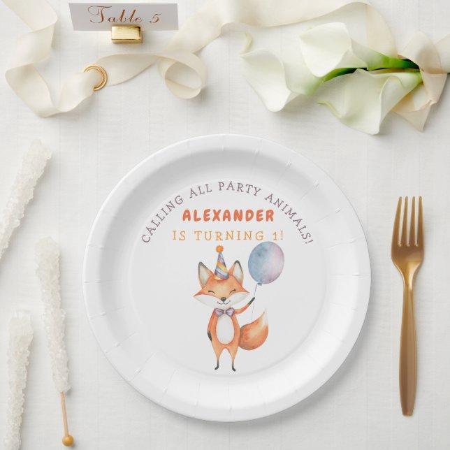Little Fox Birthday Party Paper Plates (Wedding)