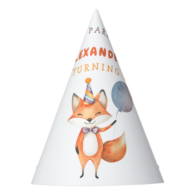 Little Fox Birthday Party Party Hat (Front)