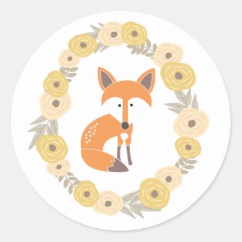 Little Fox Classic Round Sticker by thespottedowl at Zazzle