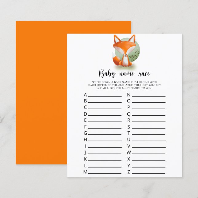Little fox cub - Baby name race game (Front/Back)