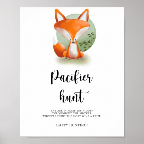 Little fox cub _ Pacifier hunt baby shower game Poster
