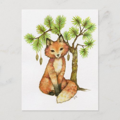 Little Fox - Cute Animal Art Postcard