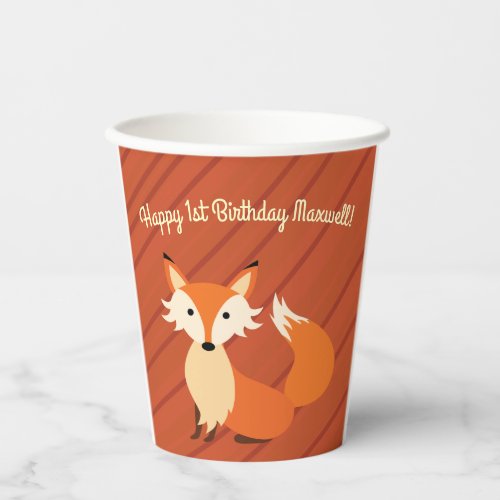 Little Fox Cute Colorful 1st Birthday Party Kids Paper Cups