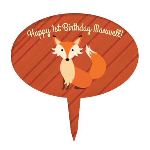 Little Fox Cute Colorful 1st Birthday Party Theme Cake Topper