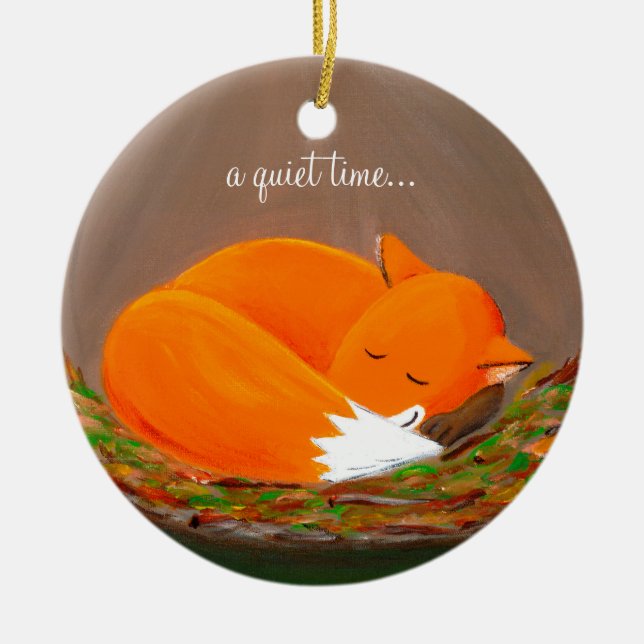 Little Fox | Cute Personalizable Ceramic Ornament (Front)