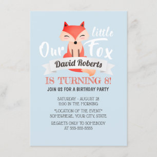 Little Fox Cute Woodland Animal Birthday Invitation