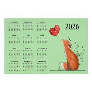 Little Fox Design 2026 Calendar Poster