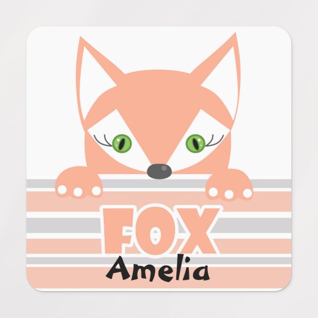 Little Fox, Fox, cute, for girl Kids' Labels (Design 1)