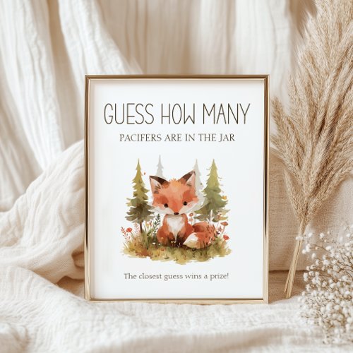 Little Fox Guess How Many Baby Shower Game Poster
