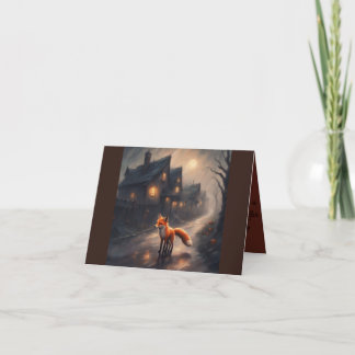 Little Fox Halloween story card whimsical