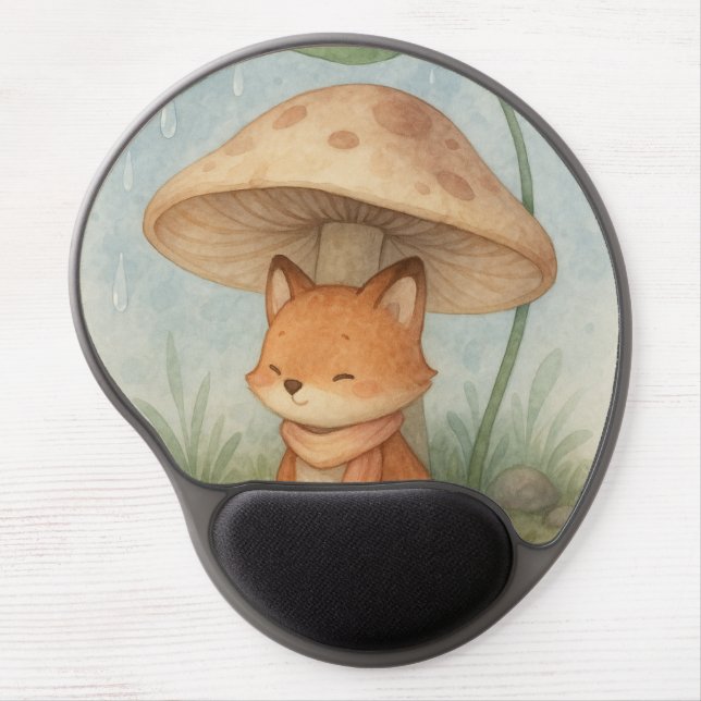 Little Fox in the Rain Gel Mouse Pad (Front)