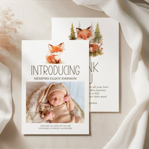 Little Fox Introducing Baby Photo Announcement