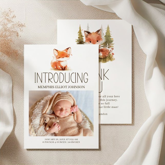 Little Fox Introducing Baby Photo Announcement (Creator Uploaded)