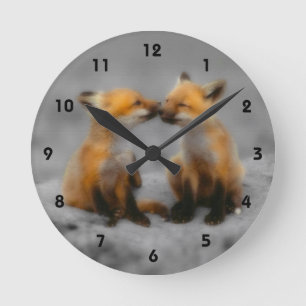 Little Fox Love Round Clock