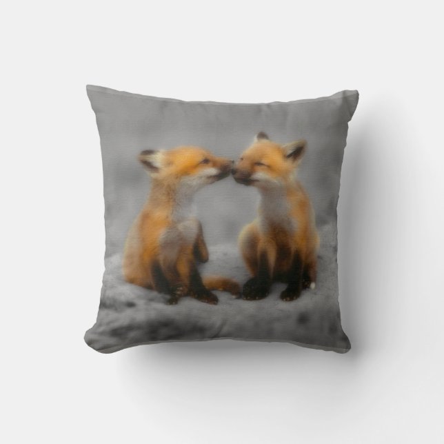 Little Fox Love Throw Pillow (Front)