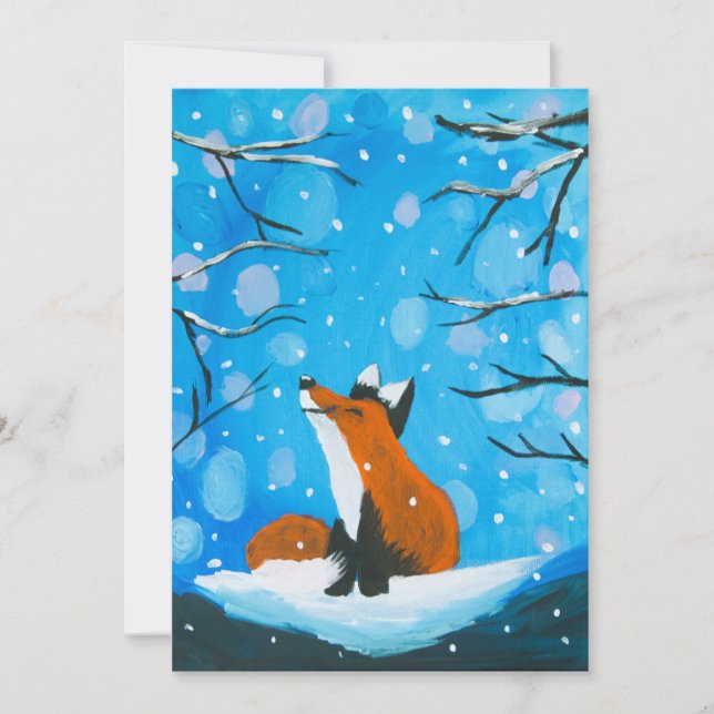 Little Fox Loves Snow Holiday Card (Front)