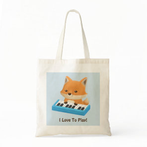 Little Fox Loves to Play Piano Kids Tote Bag