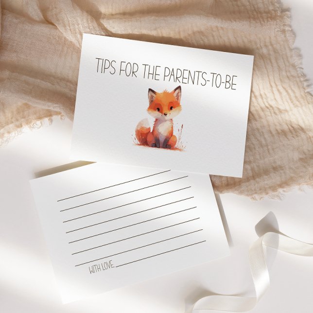 Little Fox Parent Tip Baby Shower Enclosure Note Card (Creator Uploaded)