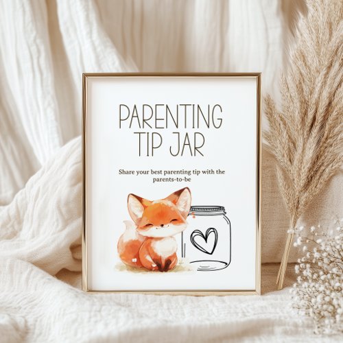 Little Fox Parenting Tip Jar Baby Shower Sign