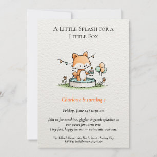 Little Fox Pool Party Birthday Invitation 