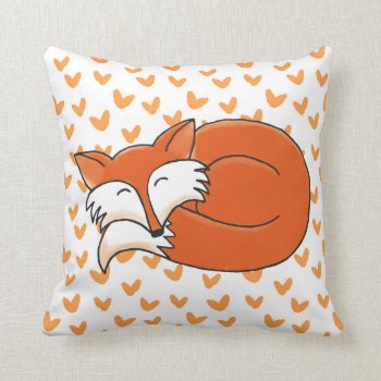 Little Fox Sleeping Throw Pillow by BamalamArt at Zazzle
