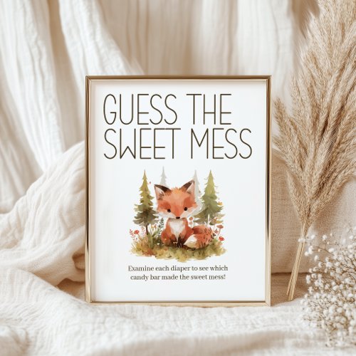 Little Fox Sweet Mess Diaper Baby Shower Game Poster