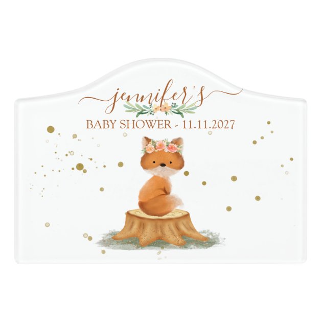 Little Fox Welcome Party Door Sign