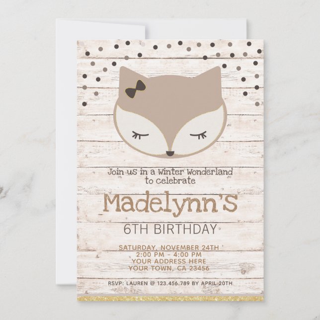 Little fox, wonderland Birthday Invitation (Front)