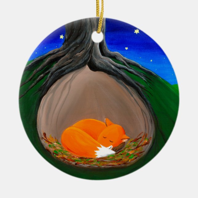 Little Fox | Woodland Ceramic Ornament (Front)