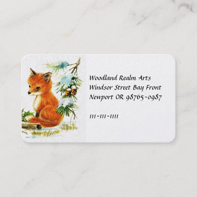Little Foxes and Chickadee in the Snow Business Card (Front)