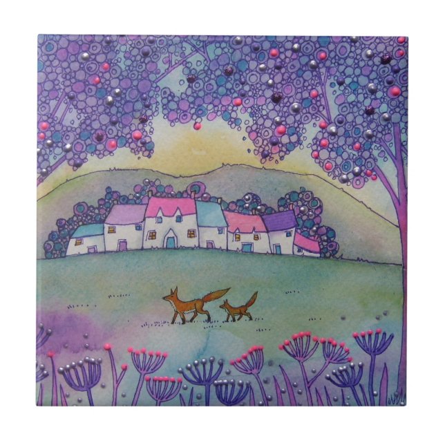 Little Foxes Ceramic Tile (Front)