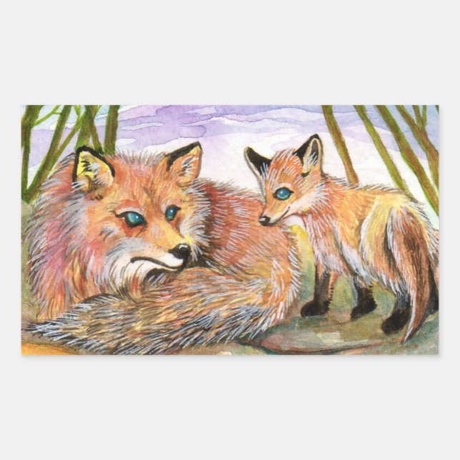 Little Fox's Nap Time Rectangular Sticker (Front)