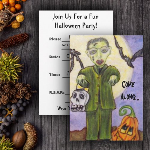 Little Frankenstein Custom Halloween Invitatation Invitation