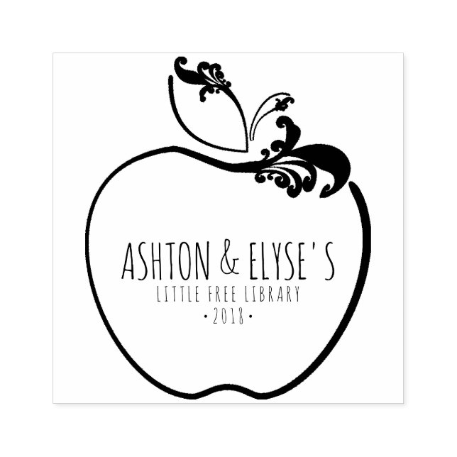 little free library flourish apple stamp (Imprint)
