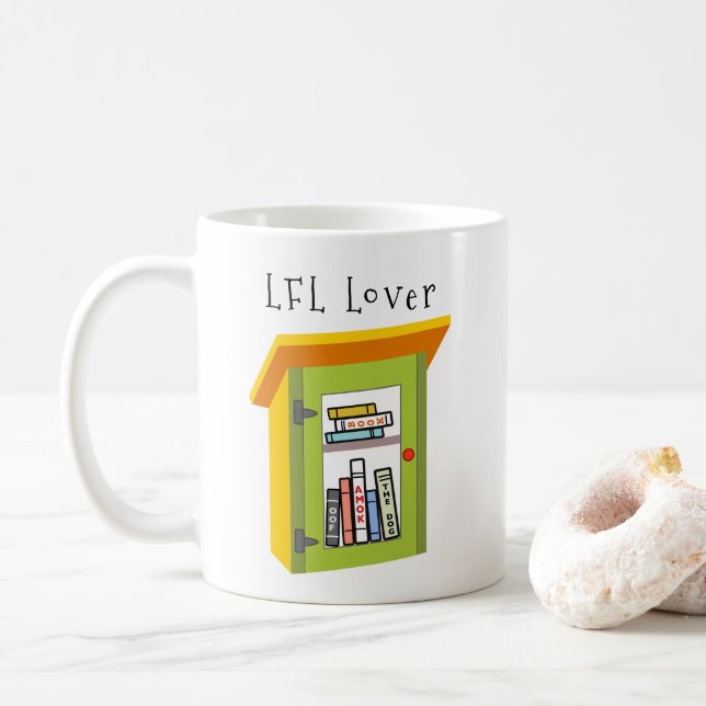 Little Free Library (LFL) Lover Coffee Mug (With Donut)