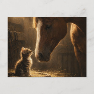 Little Friend   Horse & Kitten   Postcard