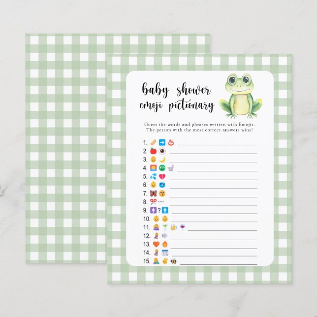 Little frog - baby shower emoji pictionary game (Front/Back)