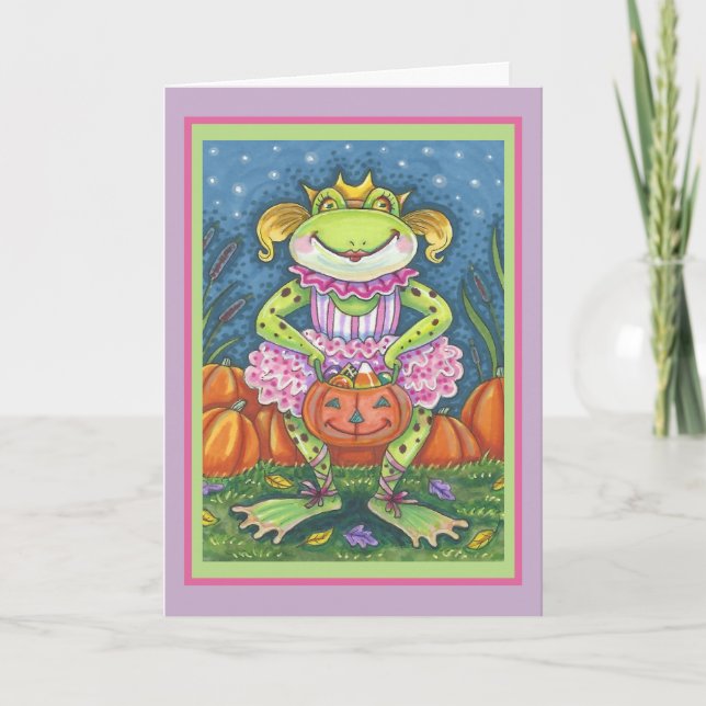 LITTLE FROG HOPPY HALLOWEEN GREETING CARD Verse (Front)