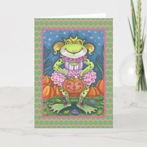 LITTLE FROG HOPPY HALLOWEEN GREETING CARD Verse